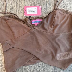 Edited NWT Lace Trim Cami Brown Medium